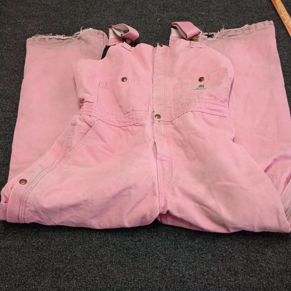 Carhartt Overall Bibs Women 10 x 30 Pink WR027 Canvas Workwear Double Knee